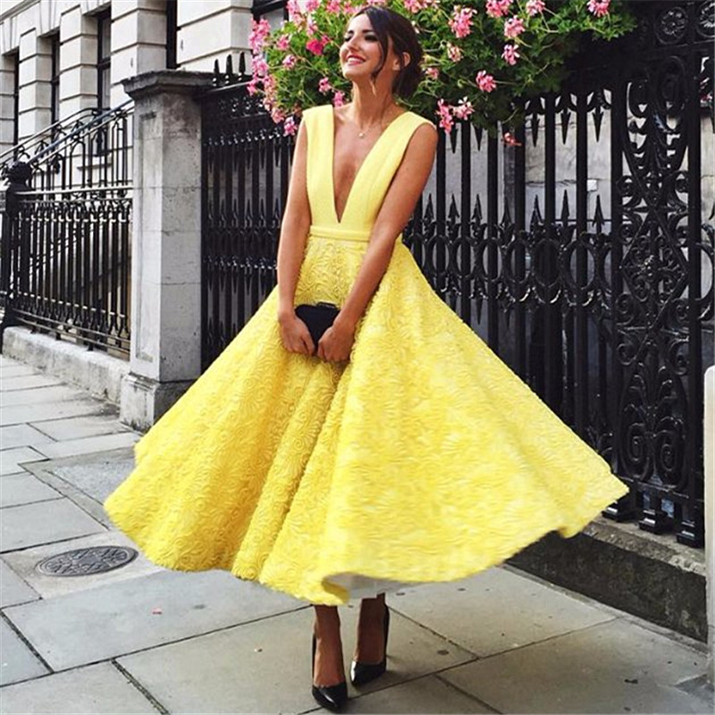 A-line Plunging Neckline Sleeveless Ankle-length Formal Dress 2