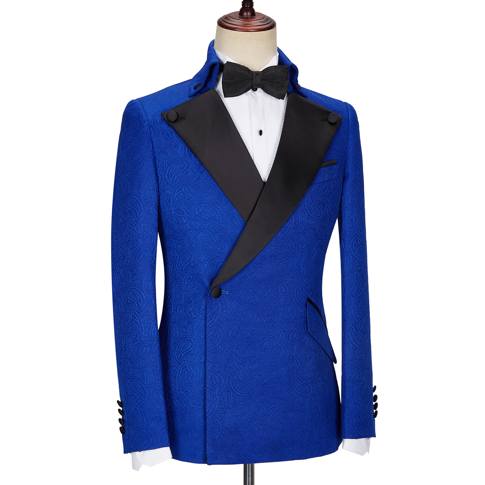 Royal Blue Jacquard Wedding Men Suit 3