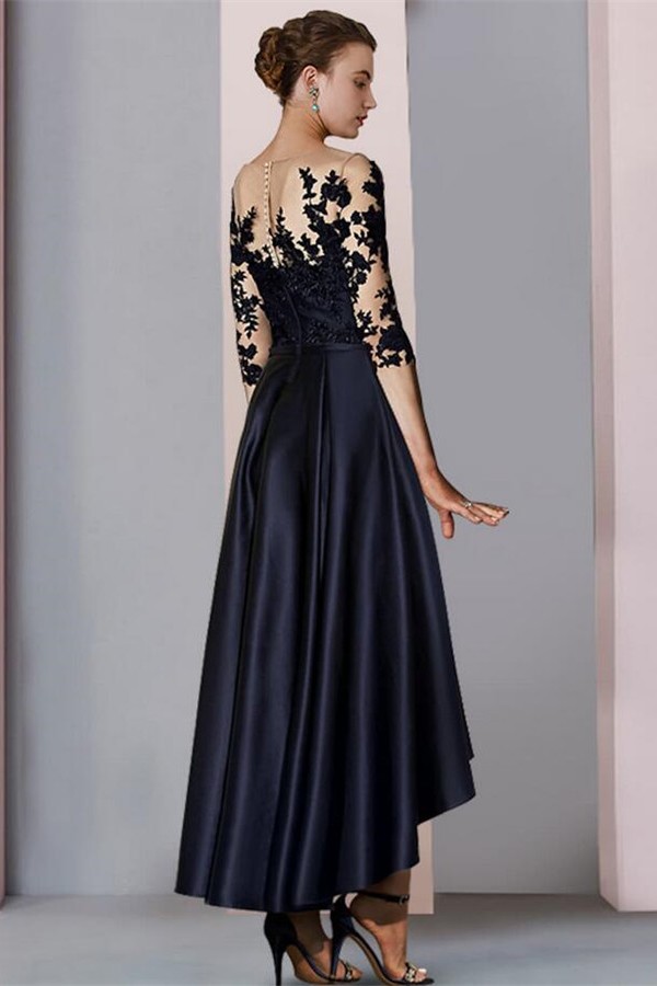 Black Short Mother of the Bride Dress with Sleeves 2