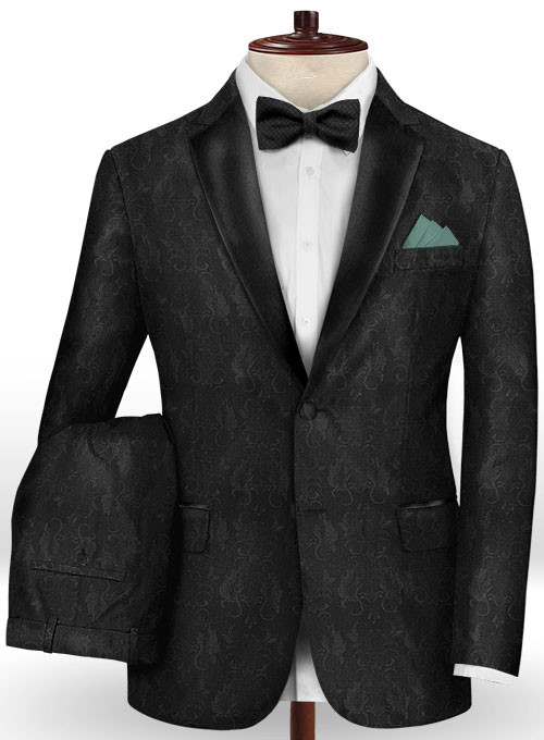 Black Jacquard Men Suits 2