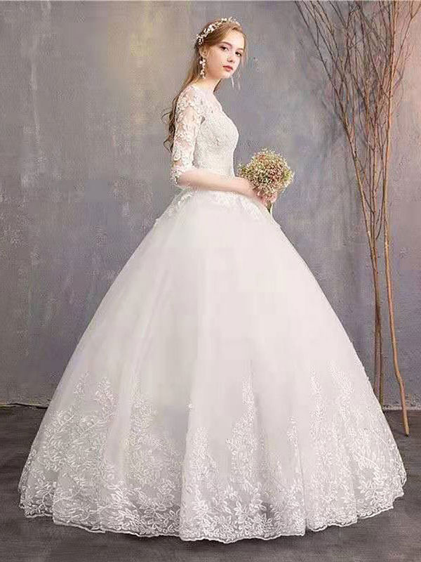 Ball Gown Floor-length Lace Wedding Gown With Lace 3