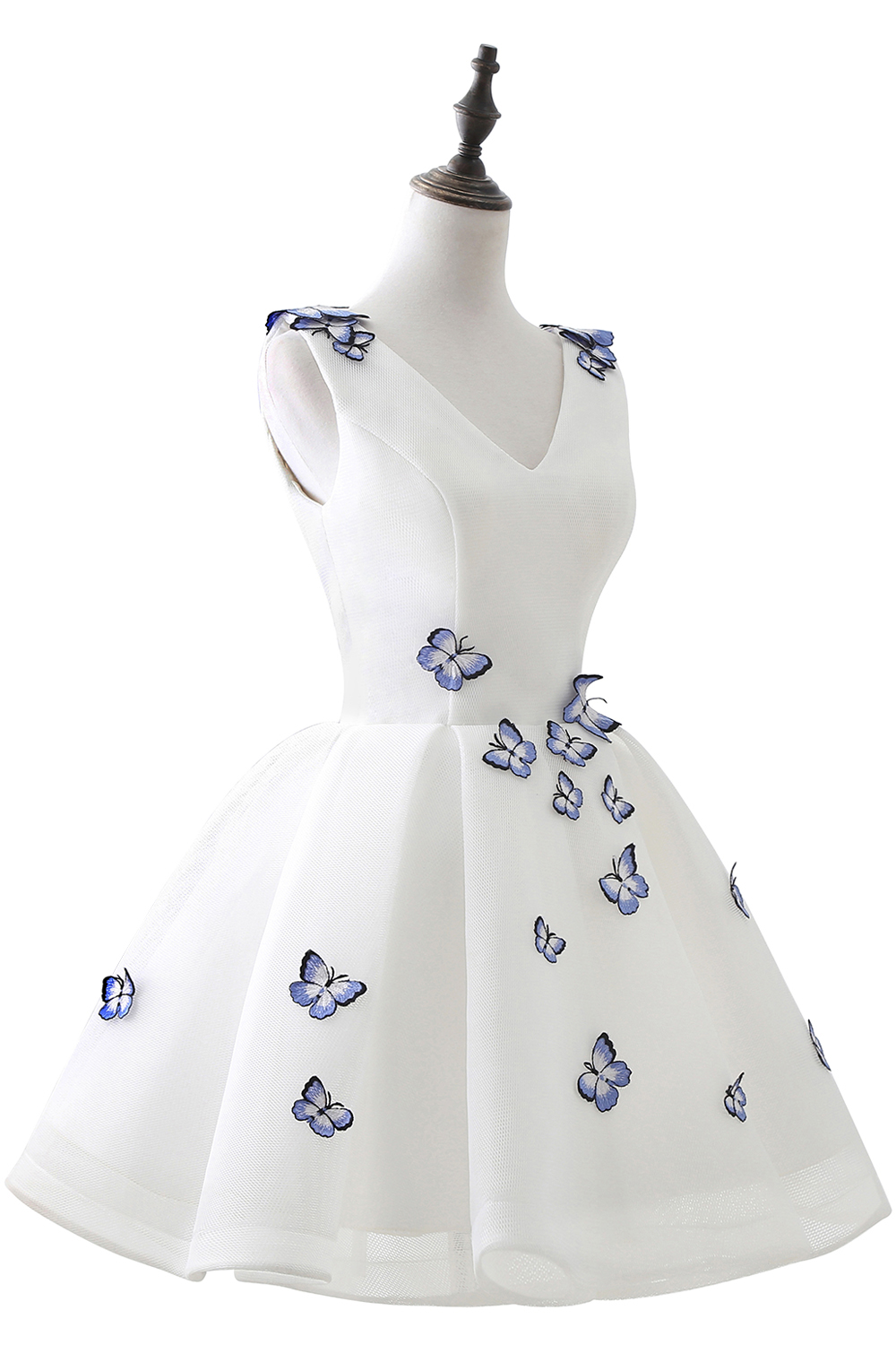 A-line Straps Sleeveless Knee-length Satin Party Dress With Embroidery 3