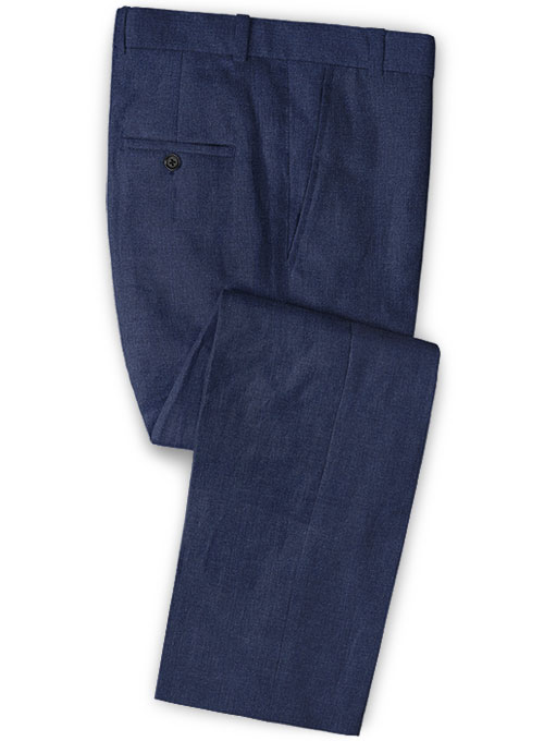 Dark Blue Linen Men Suit 3