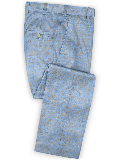 Sky Blue Printed Men Suits 3