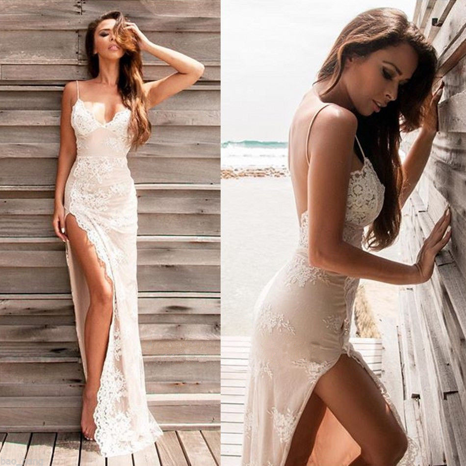 Column Spaghetti Straps Sleeveless Floor-length Evening Dress With Lace 2