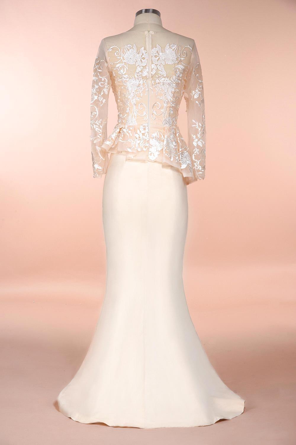 Long sleeves Mermaid Mother of bride Dresses | Champange Lace Evening Dresses for Special Events 3
