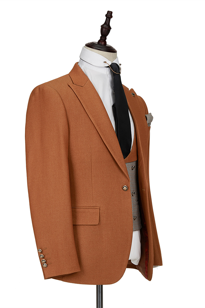 Orange 3 Piece Double Breasted Men's Suit 4