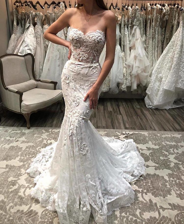Mermaid Sweetheart Neck Sleeveless Floor-length Wedding Dress With Appliques 2