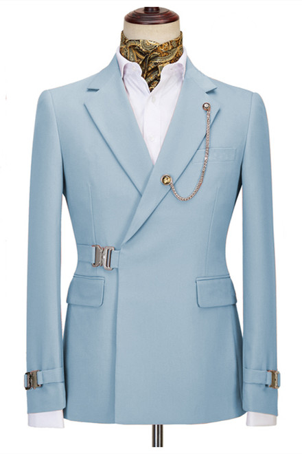 Blue Notched Lapel Two Pieces Business Men Suit 2
