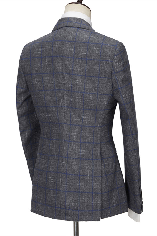 Gray Three Pieces Notched Lapel Men's Suit for Business 2