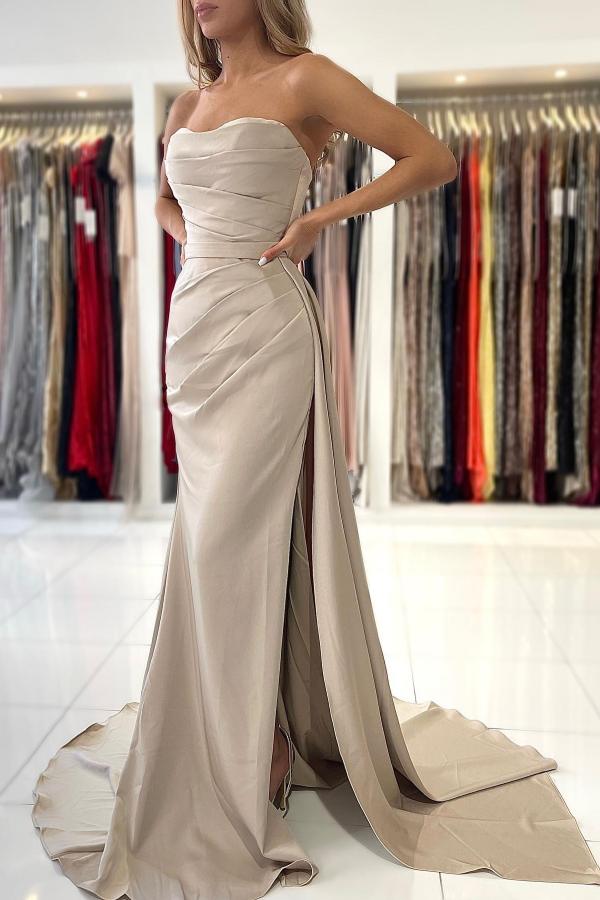 Mermaid Spaghetti Straps Sleeveless Floor-length Stretch Satin Evening Dress With Ruffles 4