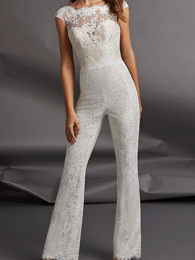 Cap Sleeves Detachable Train Tulle Bridal Gown With Ribbons 3