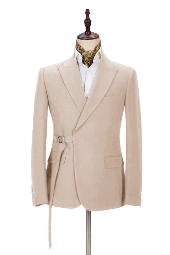 Cozy Champagne Buckle Button Formal Men's Suit for Summer 1