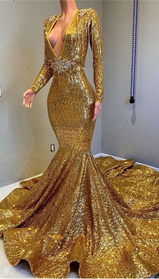 Mermaid Long Sleeves Floor-length Evening Gown With Sequins 2