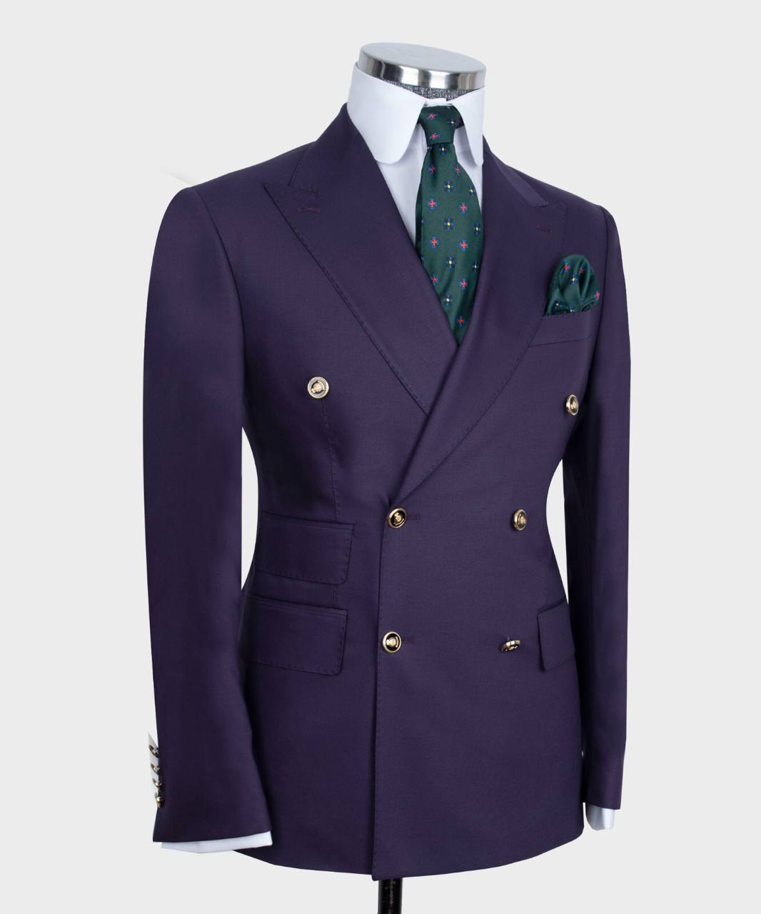 Purple Two Pieces Men Suit with Peaked Lapel 3