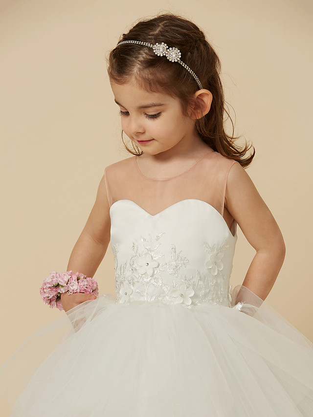 Ball Gown Sleeveless Floor-length Flower Girl Dress With Appliques 6