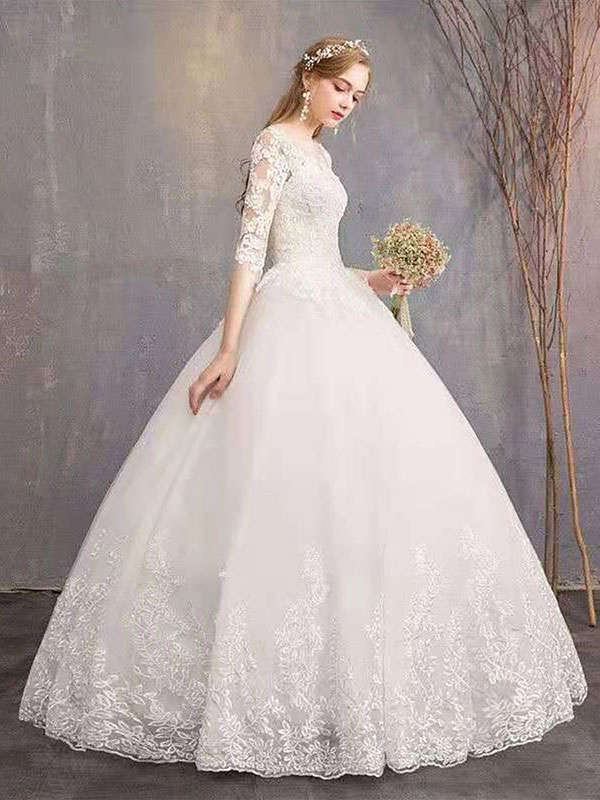 Ball Gown Floor-length Lace Wedding Gown With Lace 4