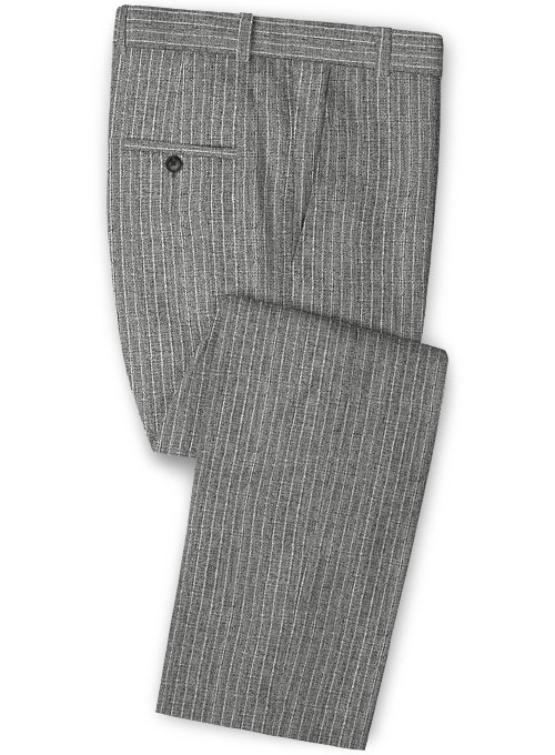 Grey Striped Men Suits 3