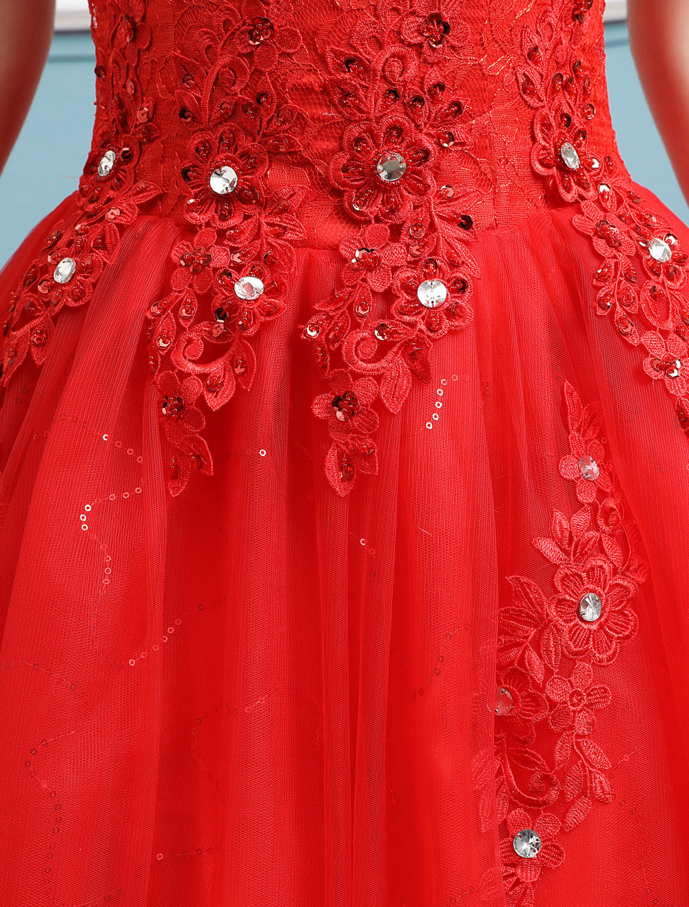 Ball Gown Sleeveless Cathedral Train Lace Wedding Gown With Lace 7