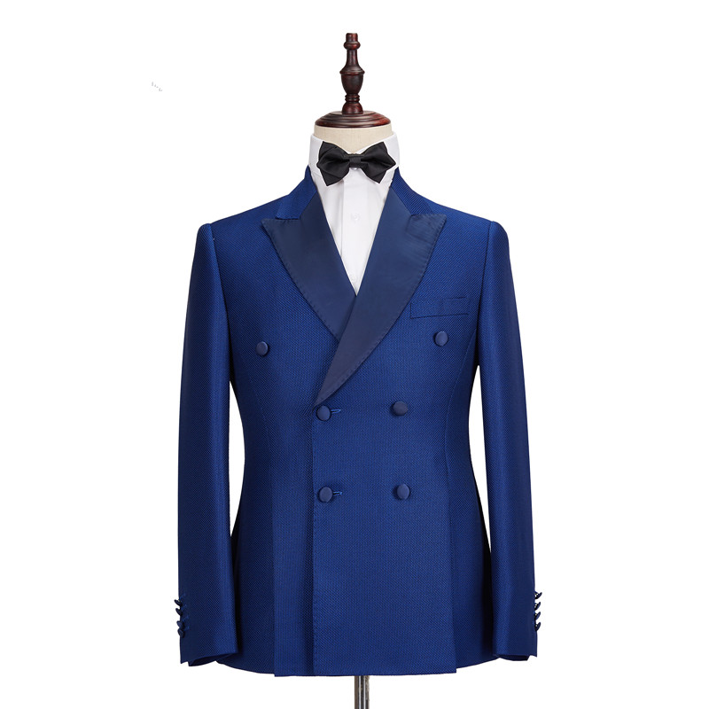Royal Blue Double Breasted Two-Piece Business Suit 5