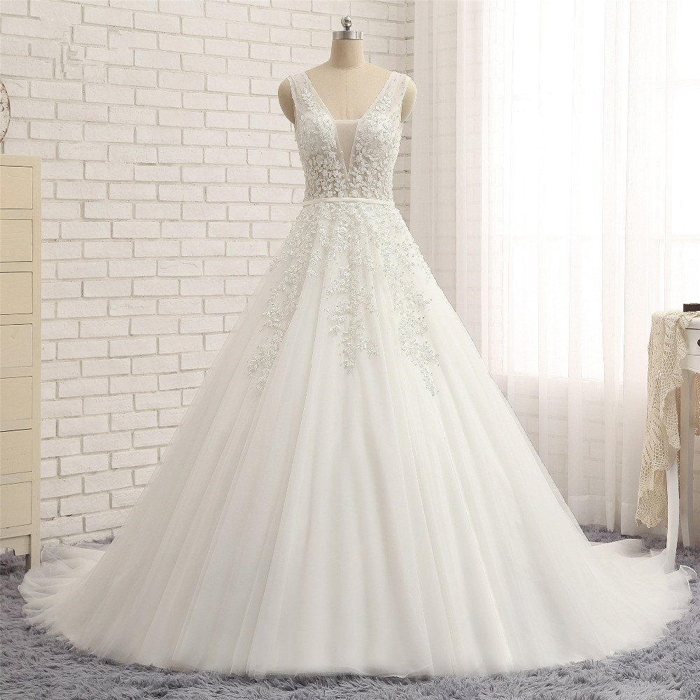 A-line Straps Sleeveless Floor-length Tulle Bridal Attire With Lace 6