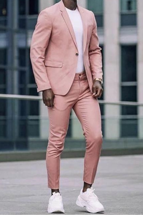 Pink 2 Piece  Suit with Notched Lapel 2