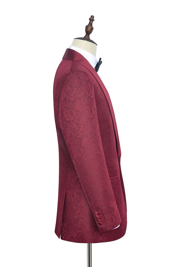 Burgundy One Button Mens Suits for Wedding and Prom 4