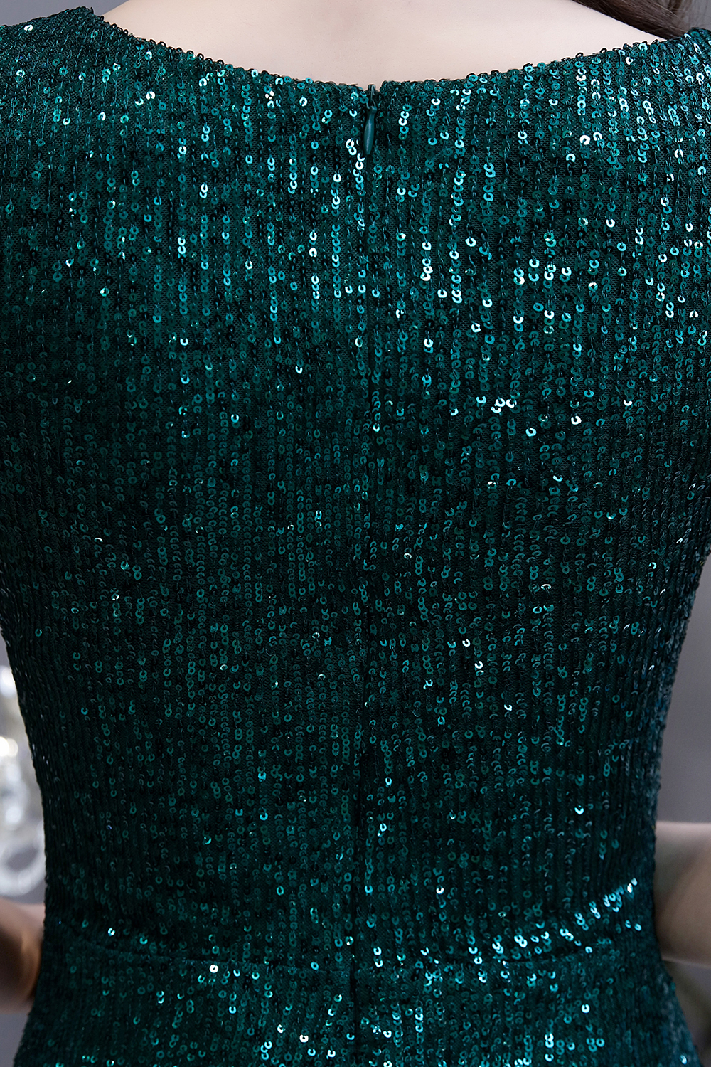 Mermaid V-neck Short Sleeves Sweep / Brush Train Evening Gown With Sequins 10