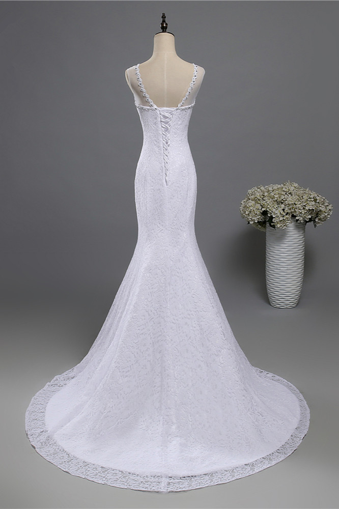 A-line Jewel Neck Sleeveless Floor-length Tulle Bridal Attire With Appliques 2