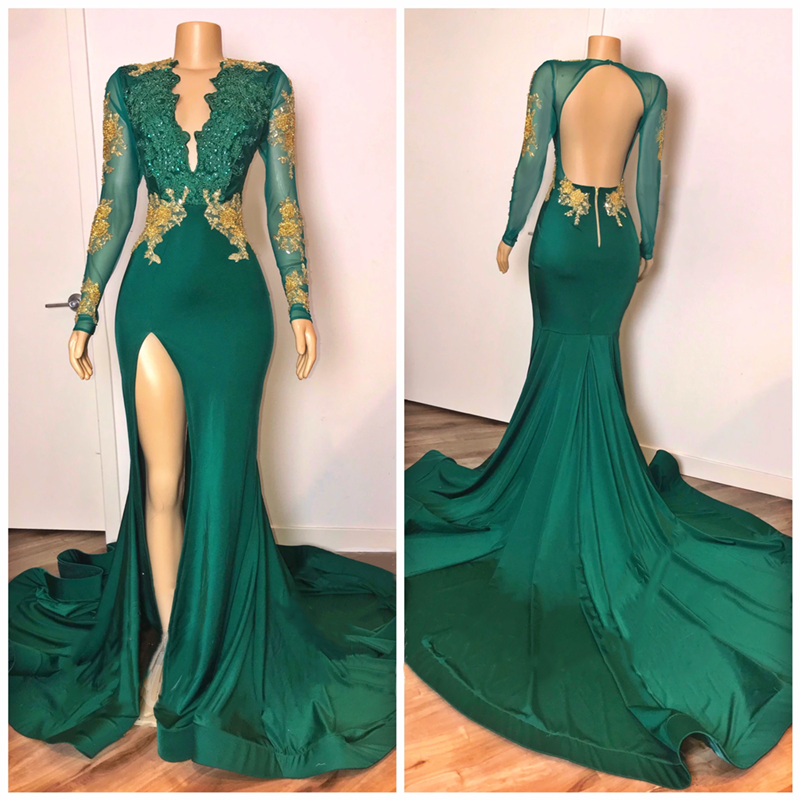 Column V-neck Court Train Stretch Satin Evening Dress With Lace 2