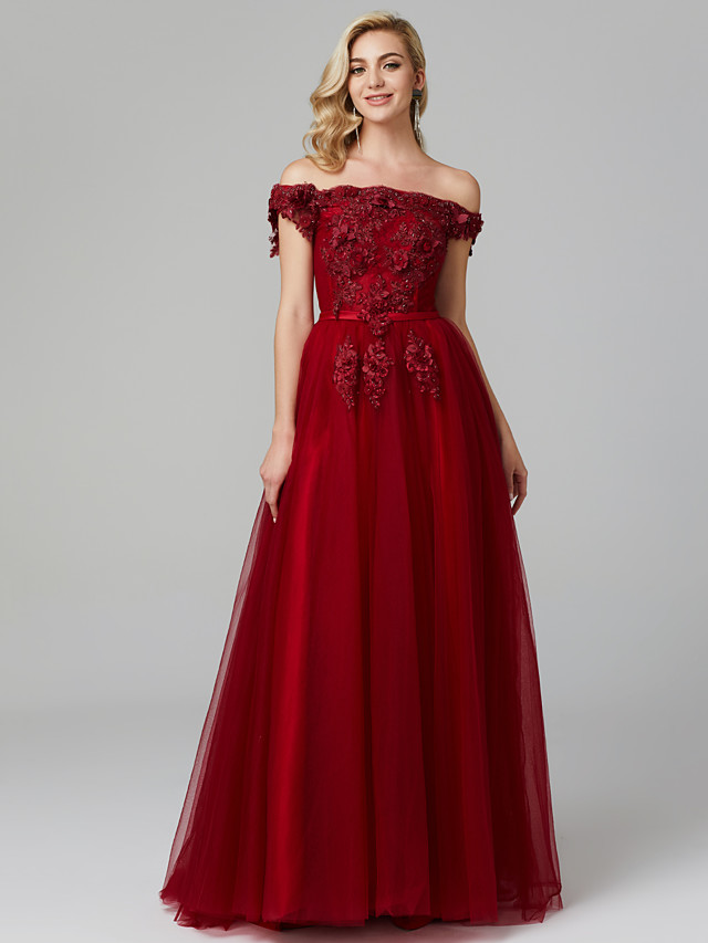 A-line Sleeveless Sweep / Brush Train Tulle Bridal Gown With Lace 3