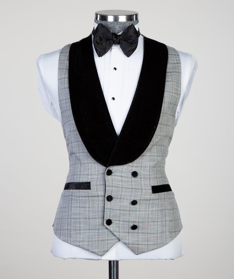 Light Gray Shawl Lapel Slim Fit Business Men Suit 2