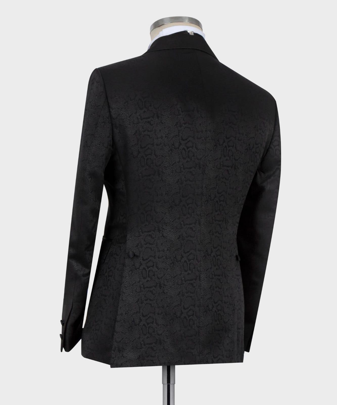 Black Jacquard Double Breasted Men Suit 2