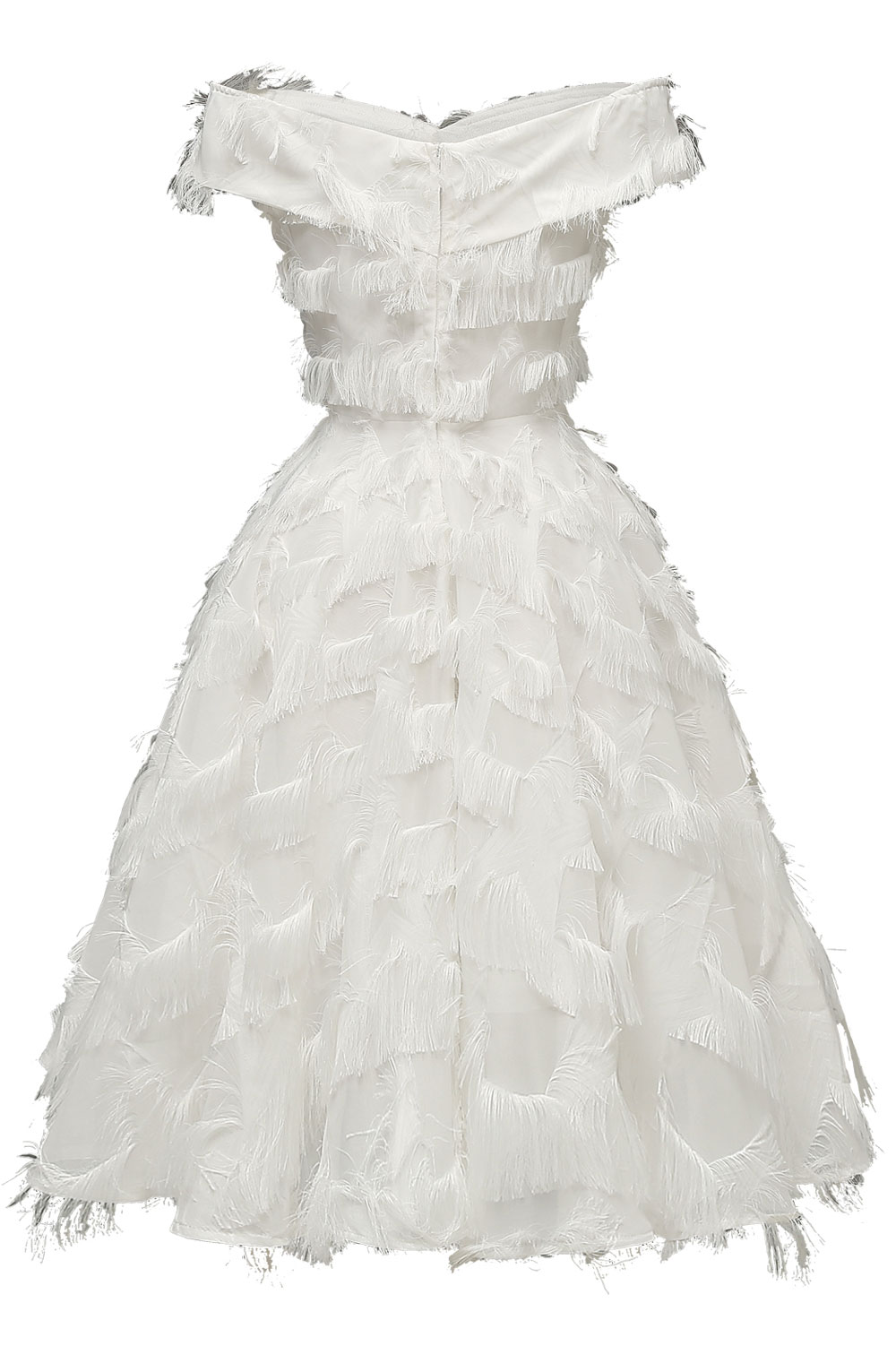 A-line Off-the-shoulder Cap Sleeves Knee-length Cocktail Party Dress With Feathers 2