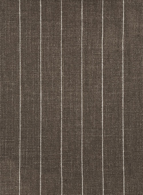 Brown Striped Linen Men Suits 4