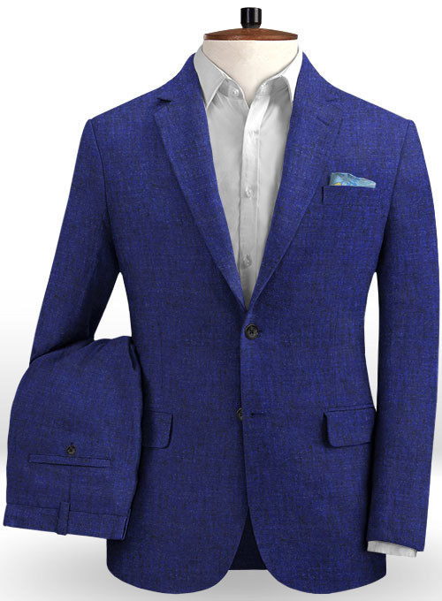 Royal Blue Linen  Men Suit 2