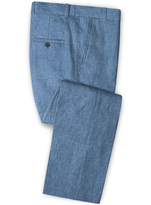 Stormy Blue Linen Wedding Suits 3
