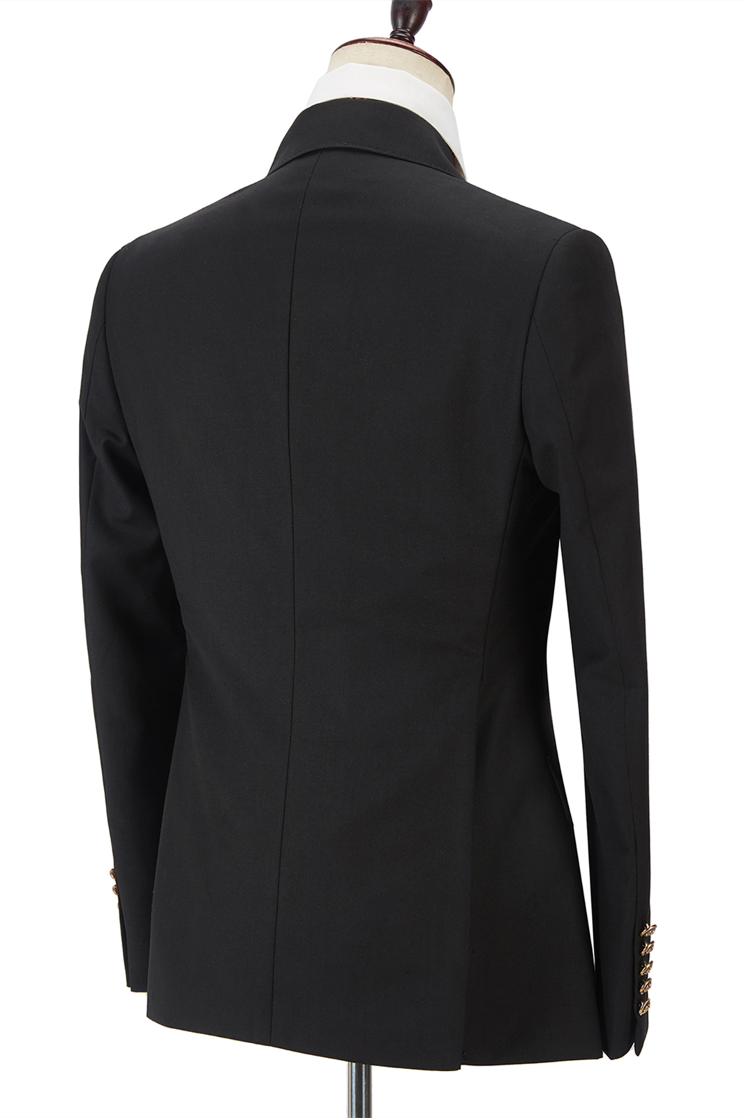 Black Double Breasted Men's Formal Suit with Peak Lapel 2