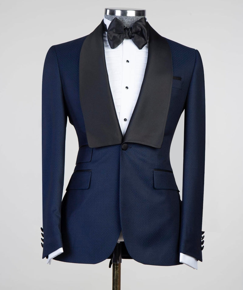 Navy Blue Shawl Lapel Men Suit 2