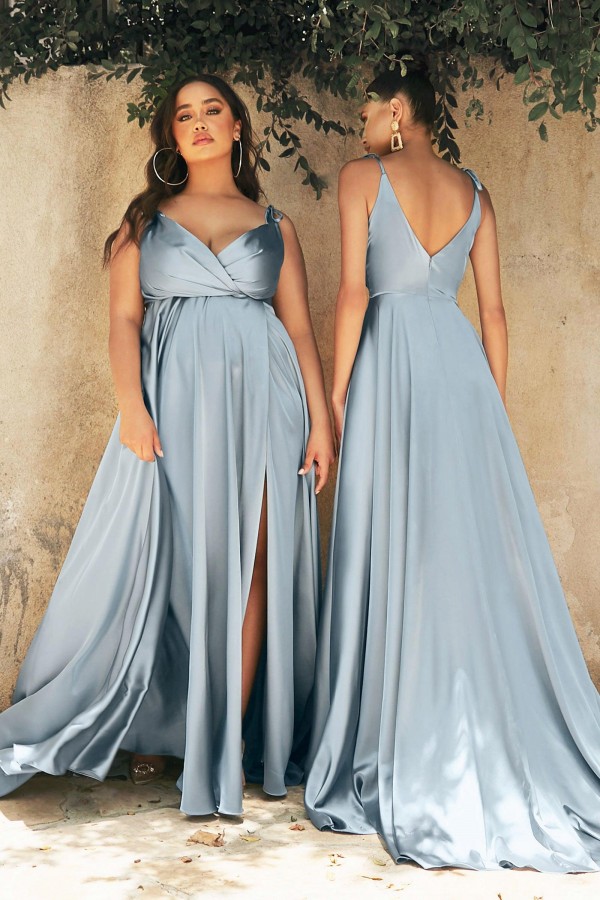Column Spaghetti Straps Sleeveless Floor-length Satin Evening Gown With Ruffles 2