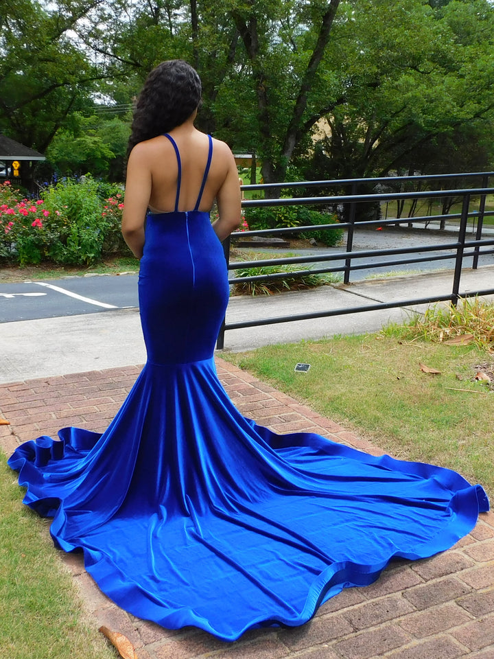 Mermaid V-neck Sleeveless Floor-length Spandex Evening Dress With Appliques 4