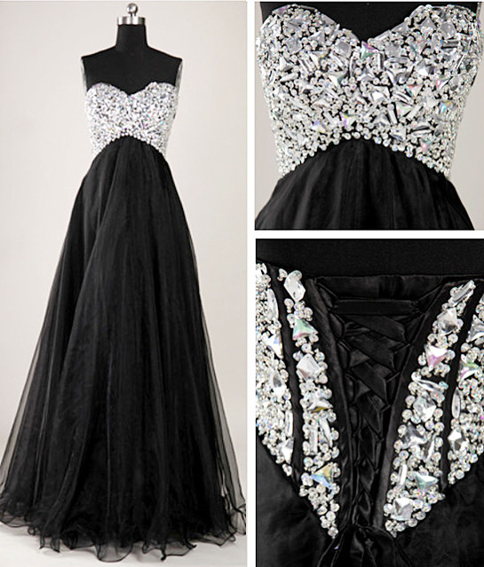 A-line Sweetheart Neck Sleeveless Floor-length Tulle Evening Dress With Beading 2