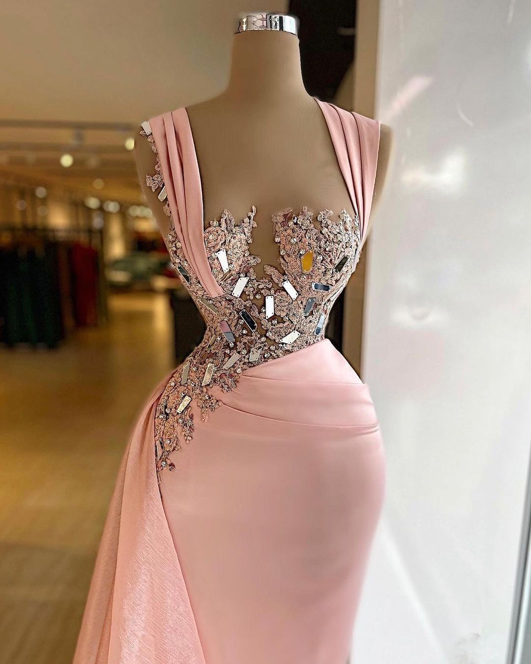 Mermaid Straps Sleeveless Floor-length 100D Chiffon Formal Dress With Ruffles 2