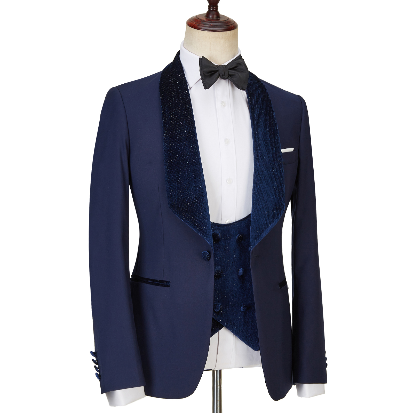 Navy Blue Best Fitted Sparkle Men Suit 4