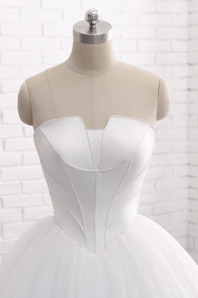 A-line Strapless Floor-length Tulle Bridal Gown 4