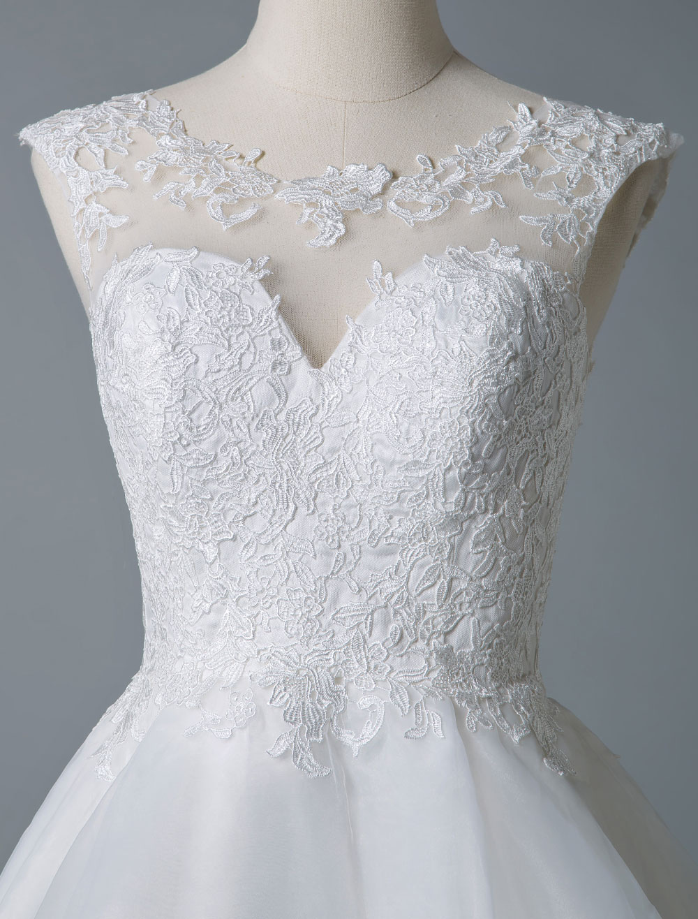 A-line Sleeveless Mini Lace Bridal Dress With Lace 6