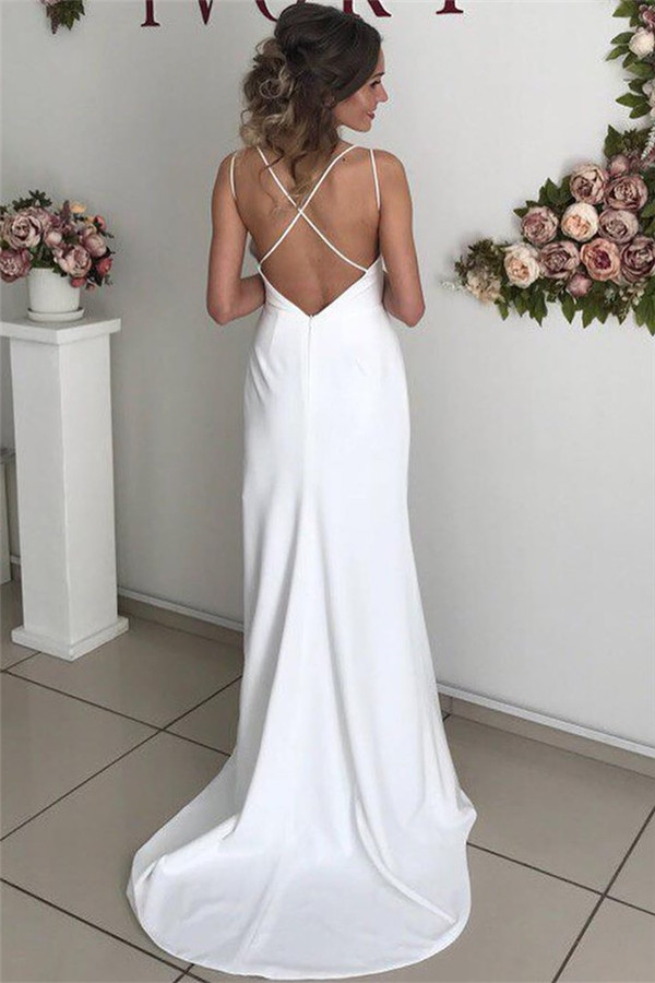 Mermaid Spaghetti Straps Sleeveless Sweep / Brush Train Party Dress With Split Front 2