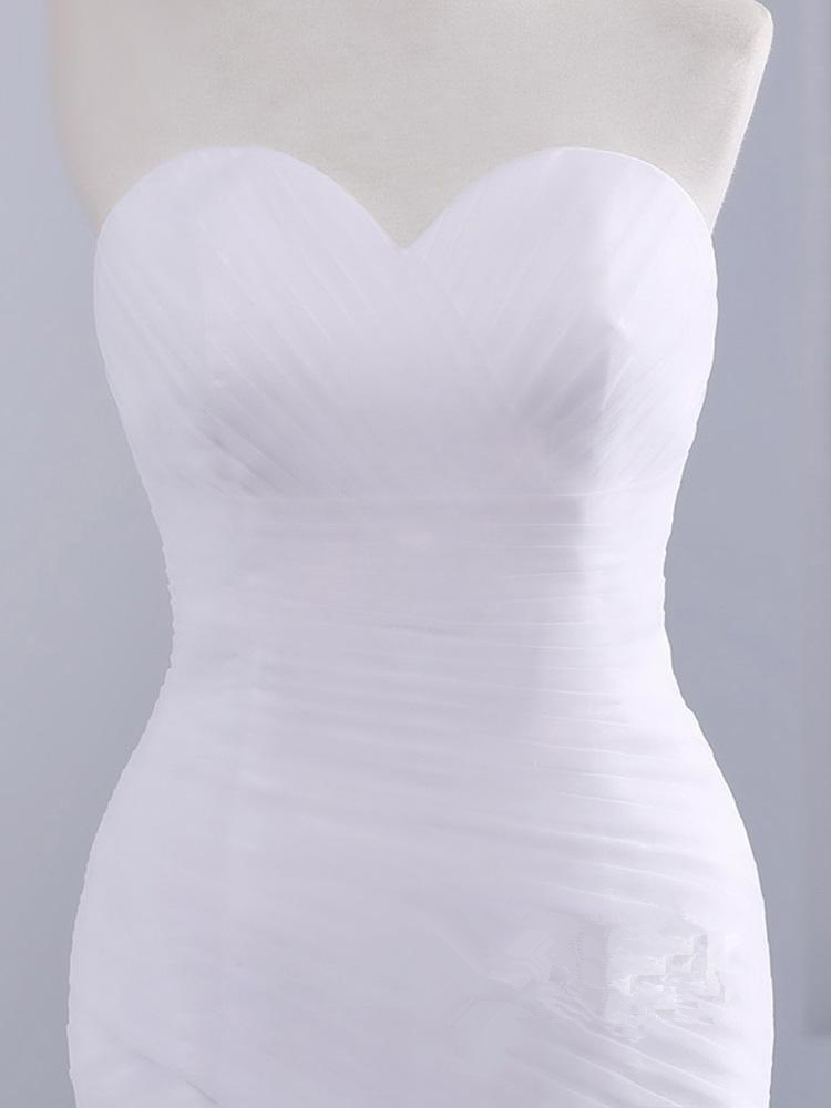 Mermaid Strapless Tulle Wedding Dress With Ruffles 3
