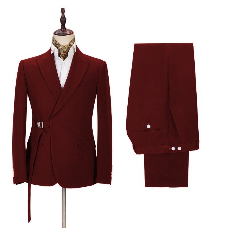 Burgundy 2 Piece Men's  Suit 2