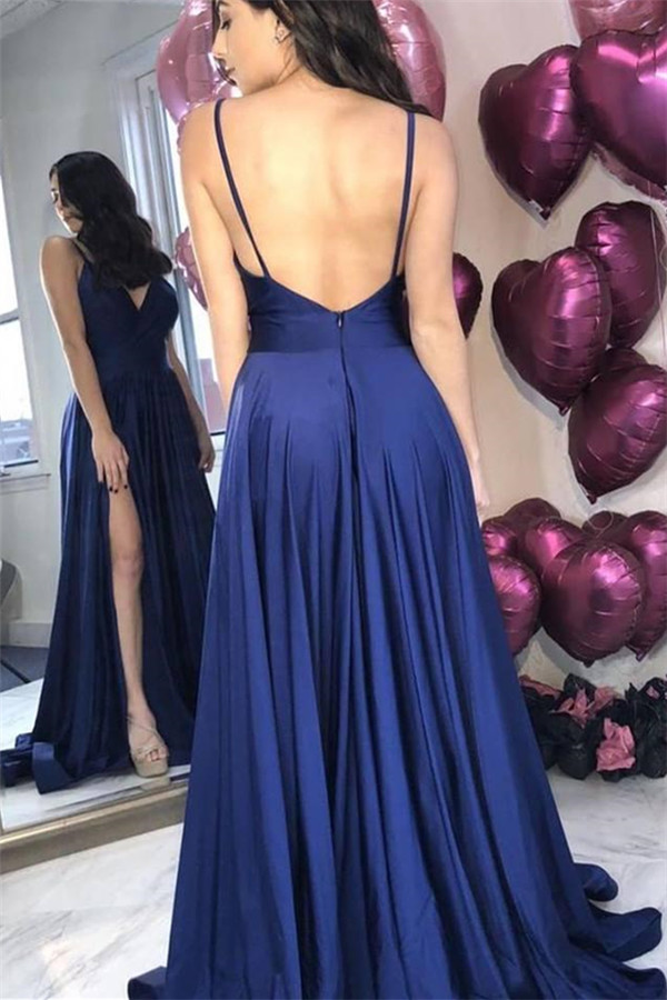 A-line Spaghetti Straps Sleeveless Floor-length Evening Dress 2
